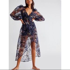For The Love & Lemons Sophia midi floral sheer dress- medium